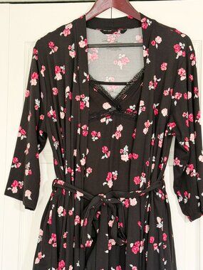 Marilyn Monroe 3-Piece Black Floral Nightwear Set